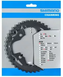 Shimano Plato ALIVIO De 9 Velocidades Para FC-M4000/M4050 9 Velocidades | Bike-Discount -Shimano Ventas Shimano Alivio 9 fach Kettenblatt FC M4000 M4050 20048354 f 1280x1280
